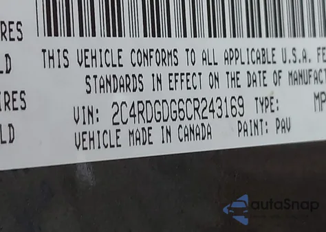 2012 Dodge Grand Caravan Crew из США, поврежденный, VIN 2C4RDGDG6CR243169